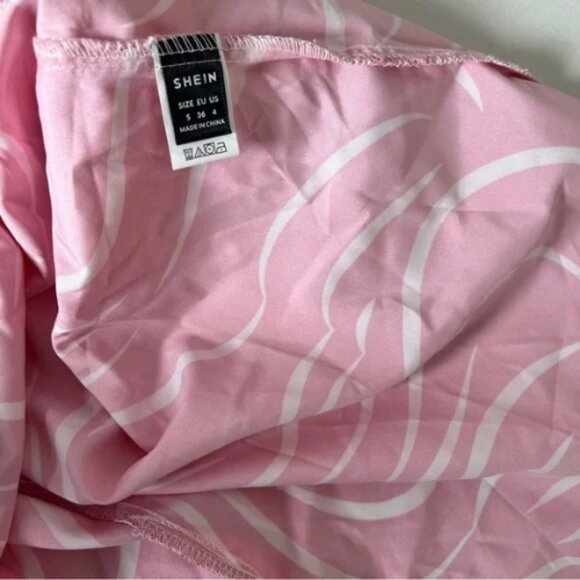 Shein Pink Zebra Printed Ruched Maxi Dress Mock Neck Satin Sz Small US‎ 4 - Picture 9 of 10